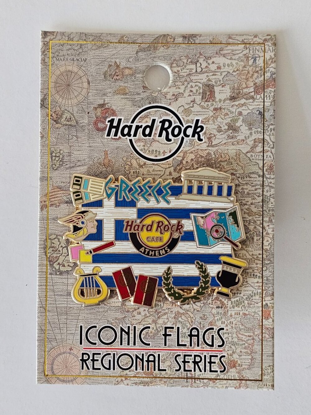NIB Hard Rock Cafe Pin Athens Greece Iconic Flags Regional Series 19 EU Ltd Ed
